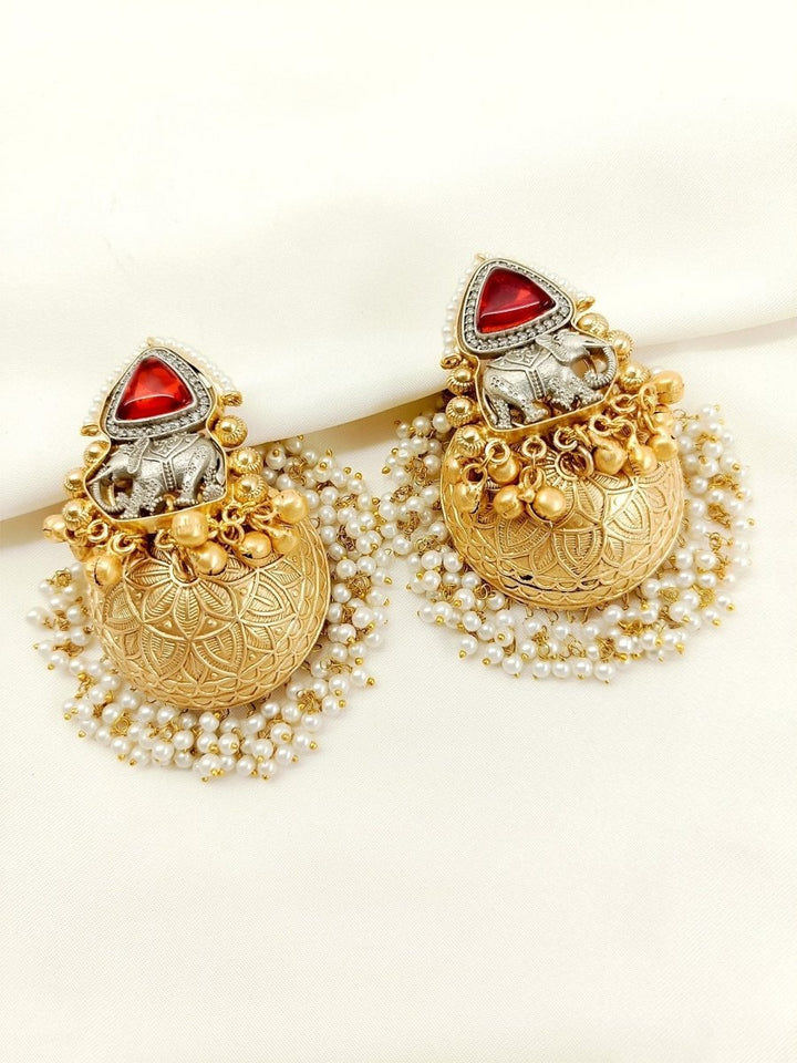Harshiya Red Boutique Jhumki - House of Sarvati LLC