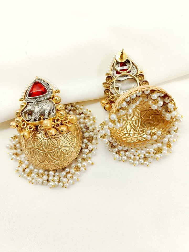 Harshiya Red Boutique Jhumki - House of Sarvati LLC