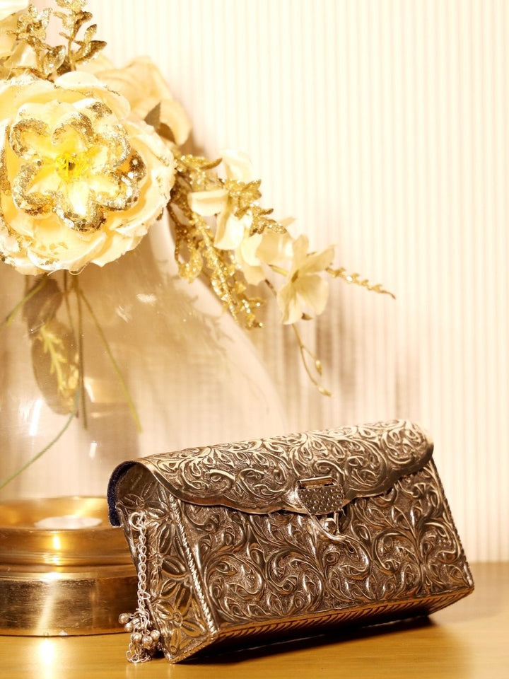Helan Silver Evening Clutch - House of Sarvati LLC