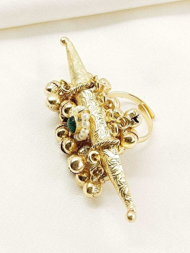 Hita Green Oxidized Finger Ring - House of Sarvati LLC
