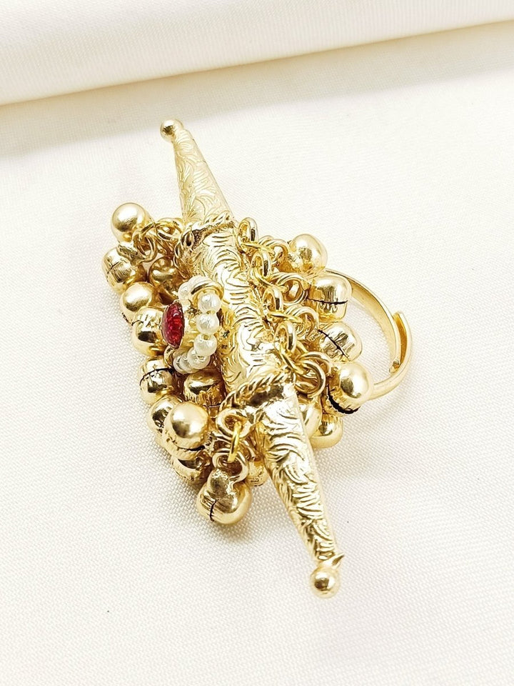 Hiya Ruby Oxidized Finger Ring - House of Sarvati LLC