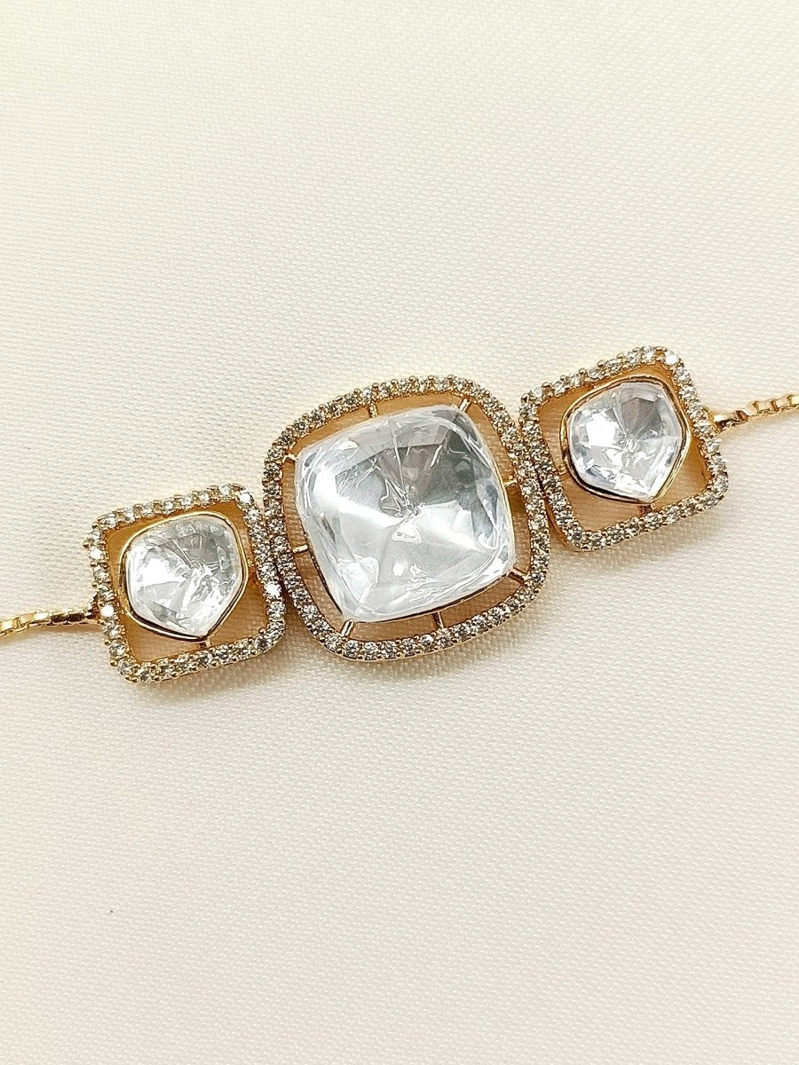 Ikshita White Kundan Bracelet - House of Sarvati LLC