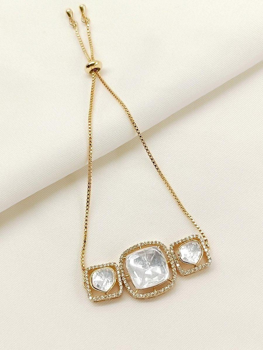 Ikshita White Kundan Bracelet - House of Sarvati LLC