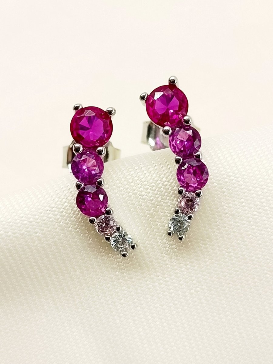Ilham Ruby 92.5 Silver Swarovski Stone Tops - House of Sarvati LLC