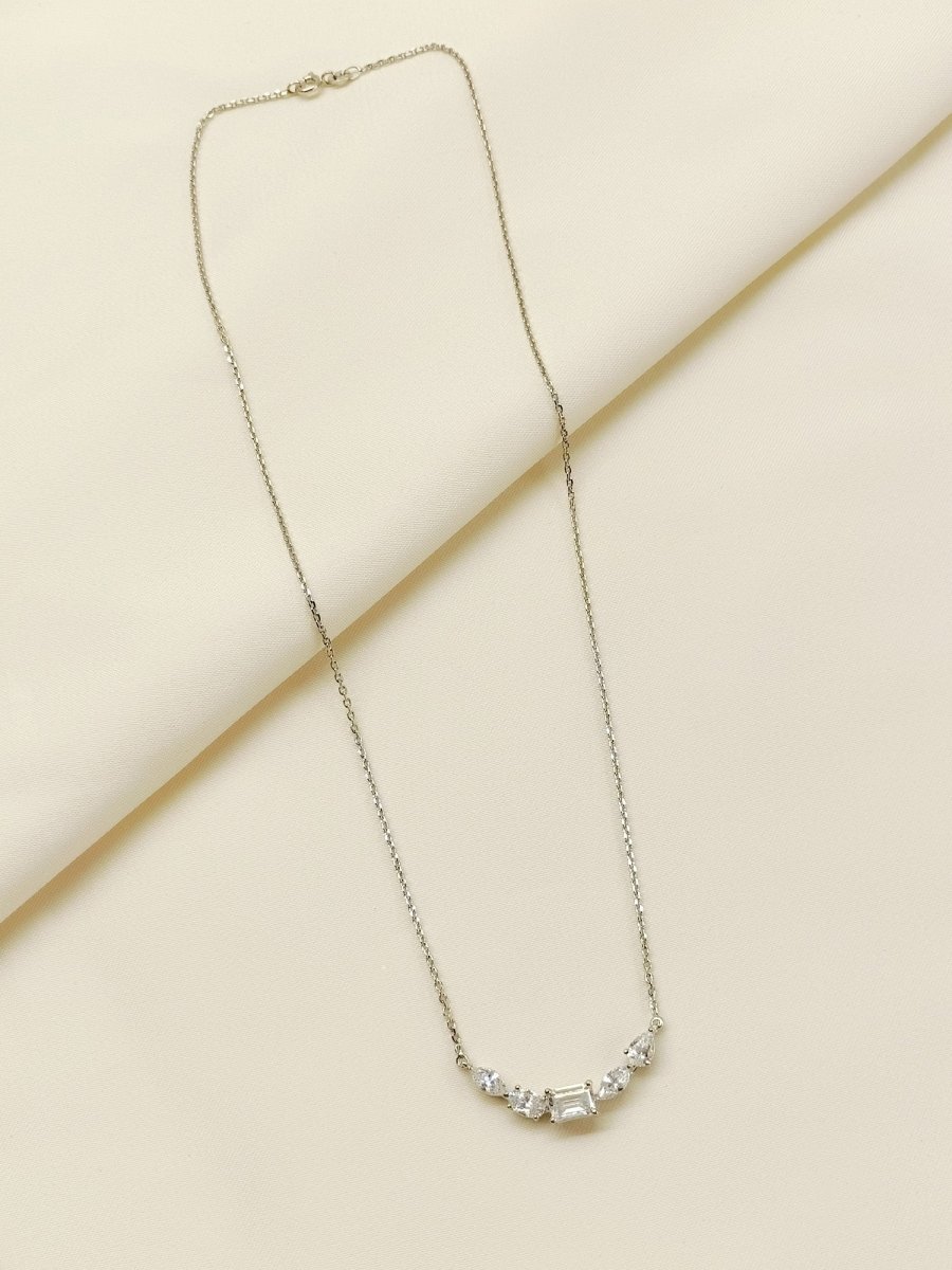 Inayat 92.5 Silver Swarovski Stone Pendal - House of Sarvati LLC