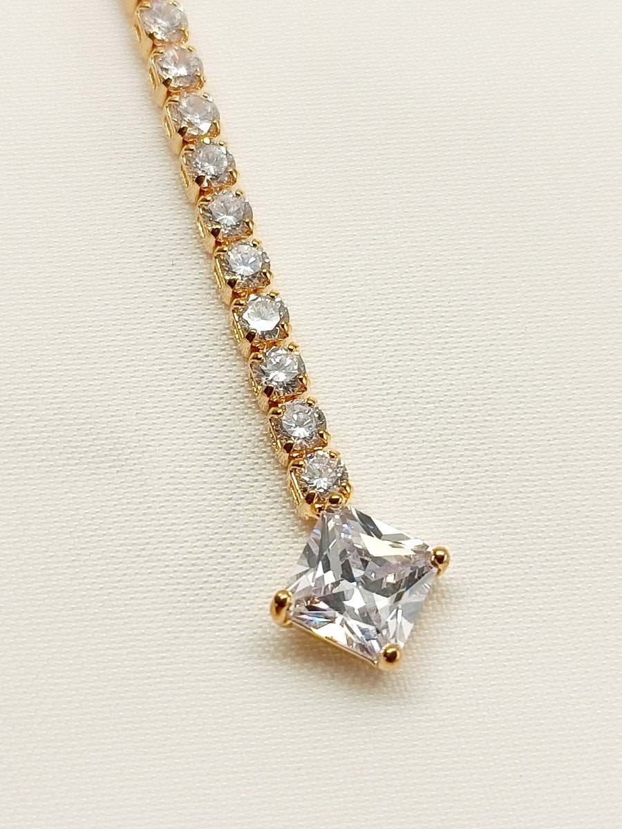 Infinity White American Diamond Maang Teeka - House of Sarvati LLC