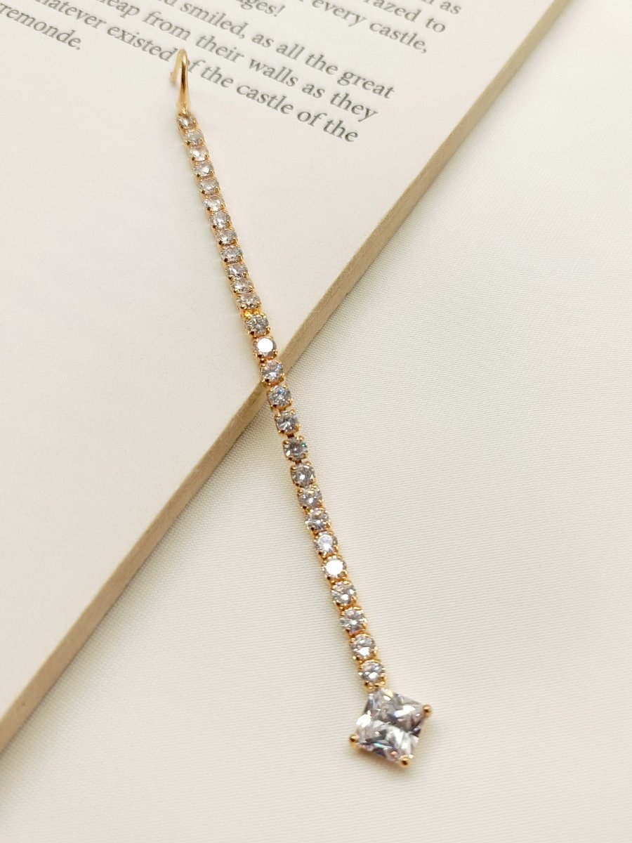 Infinity White American Diamond Maang Teeka - House of Sarvati LLC