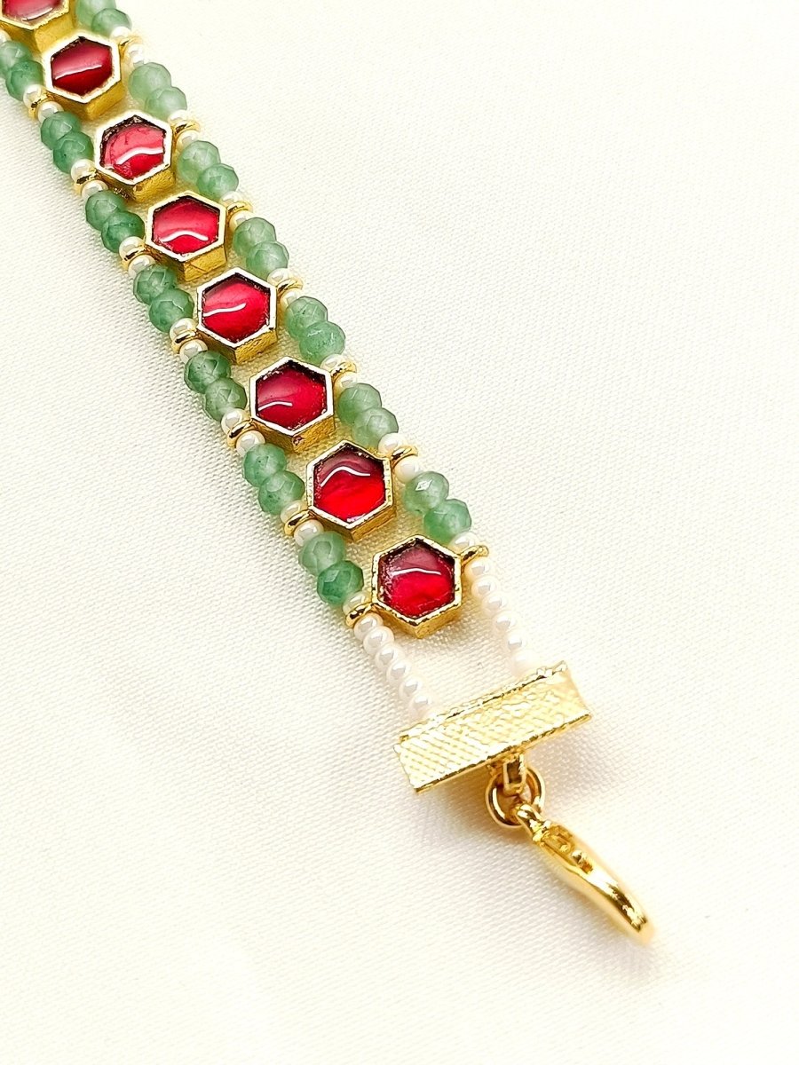 Ipshita R & G Kundan Bracelet - House of Sarvati LLC