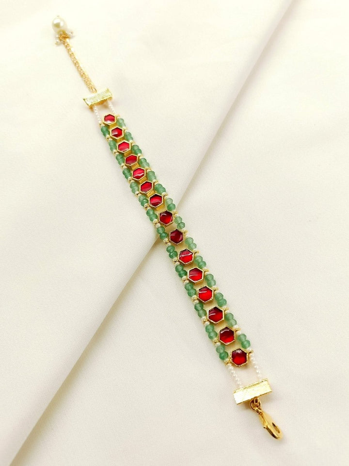 Ipshita R & G Kundan Bracelet - House of Sarvati LLC