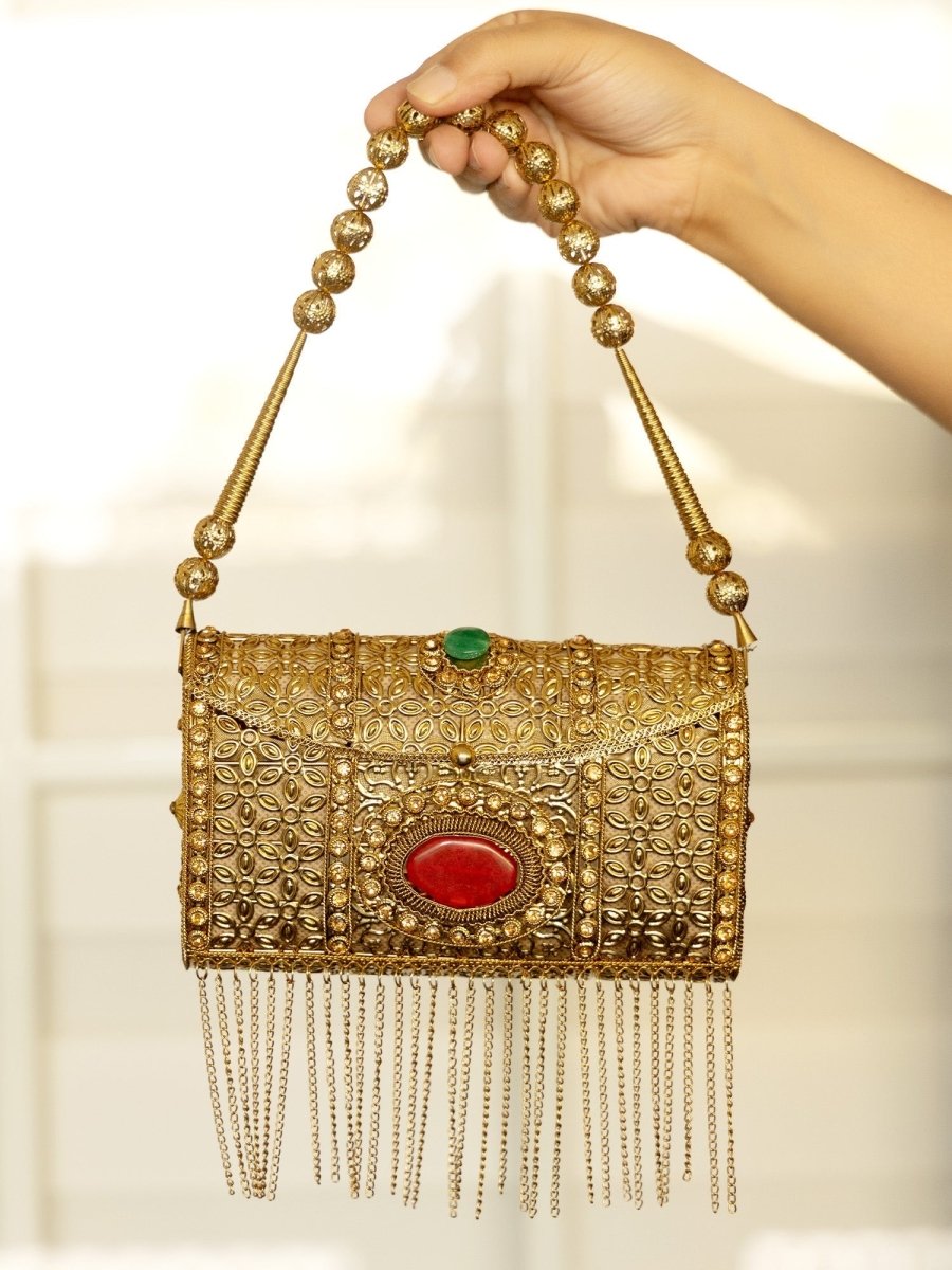 Isla Golden Evening Clutch - House of Sarvati LLC