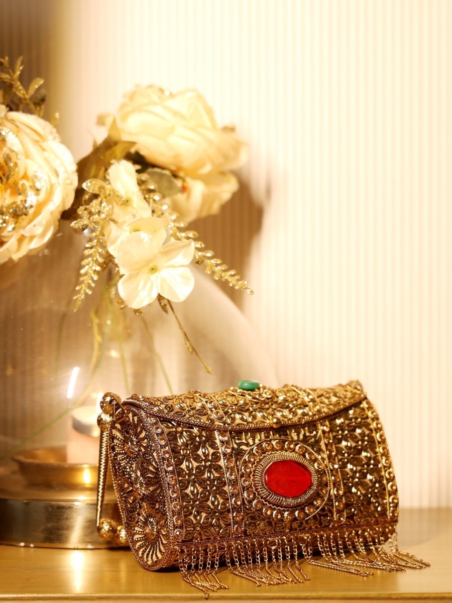 Isla Golden Evening Clutch - House of Sarvati LLC