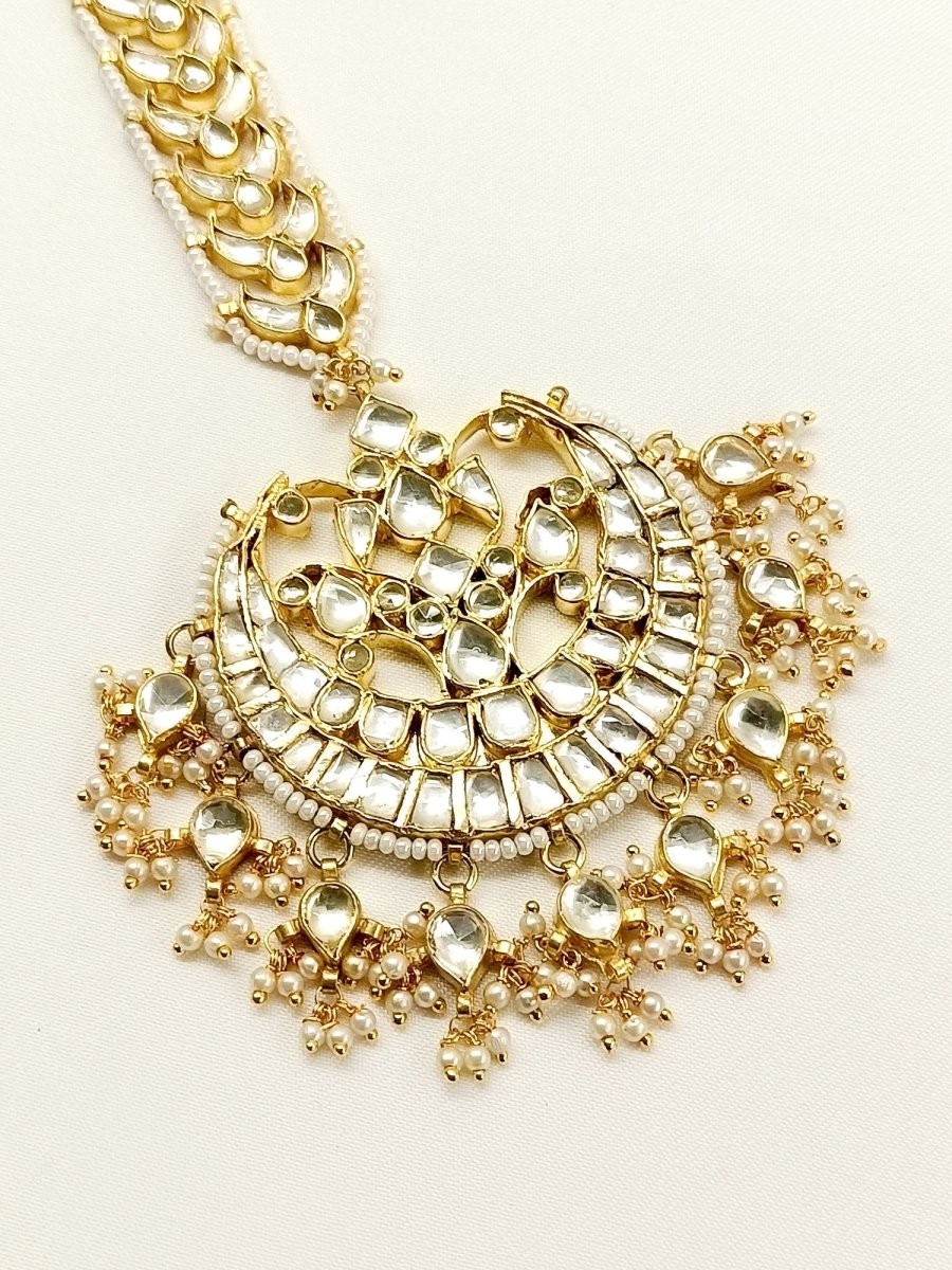 Izra White Kundan teeka - House of Sarvati LLC