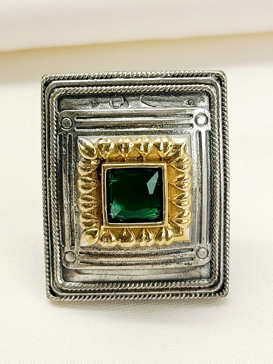 Jacki Green Oxidized Finger Ring - House of Sarvati LLC