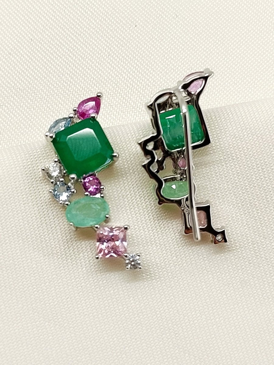 Jacqueline Multi Colour American Diamond Earcuffs - House of Sarvati LLC