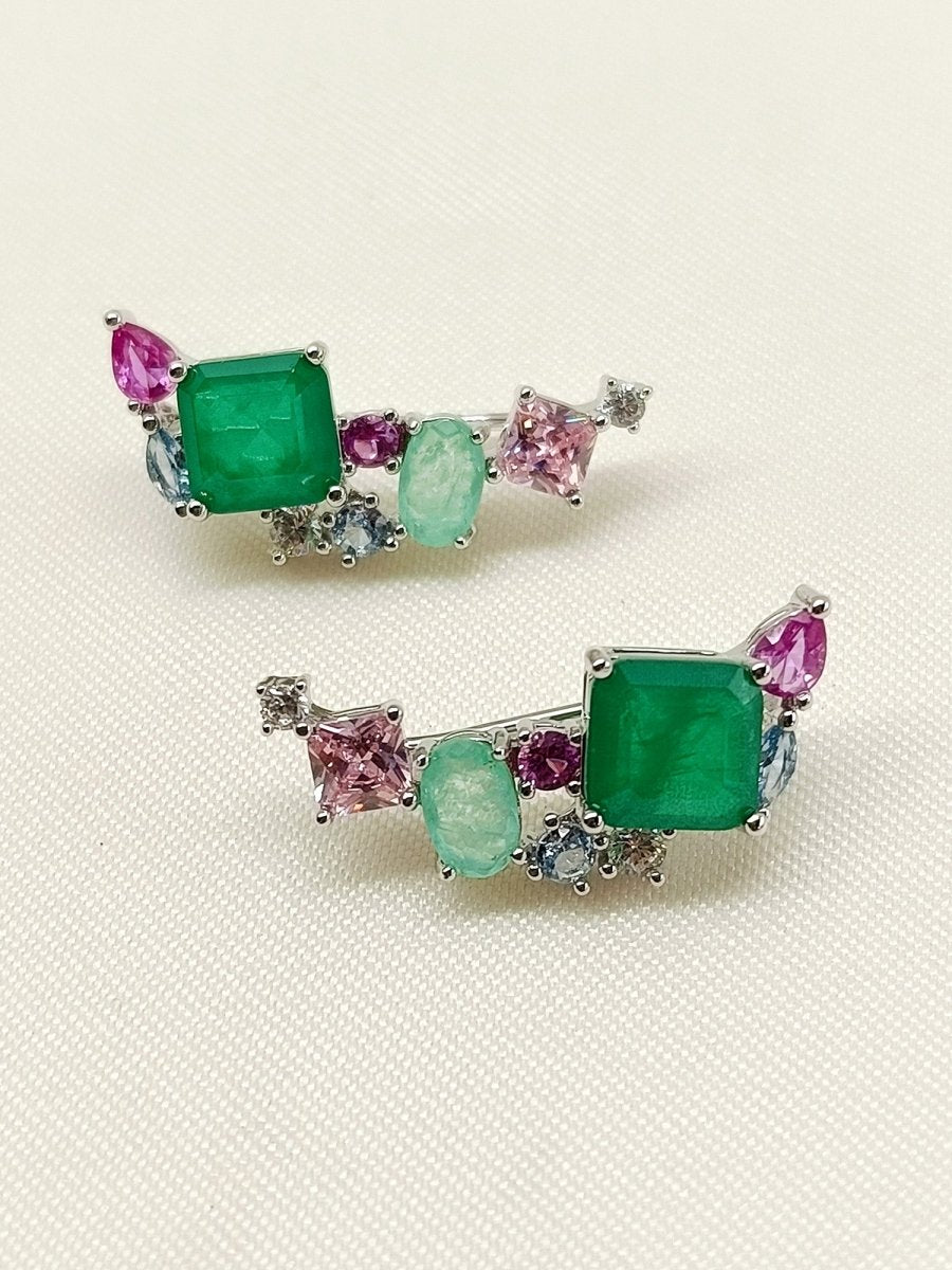 Jacqueline Multi Colour American Diamond Earcuffs - House of Sarvati LLC