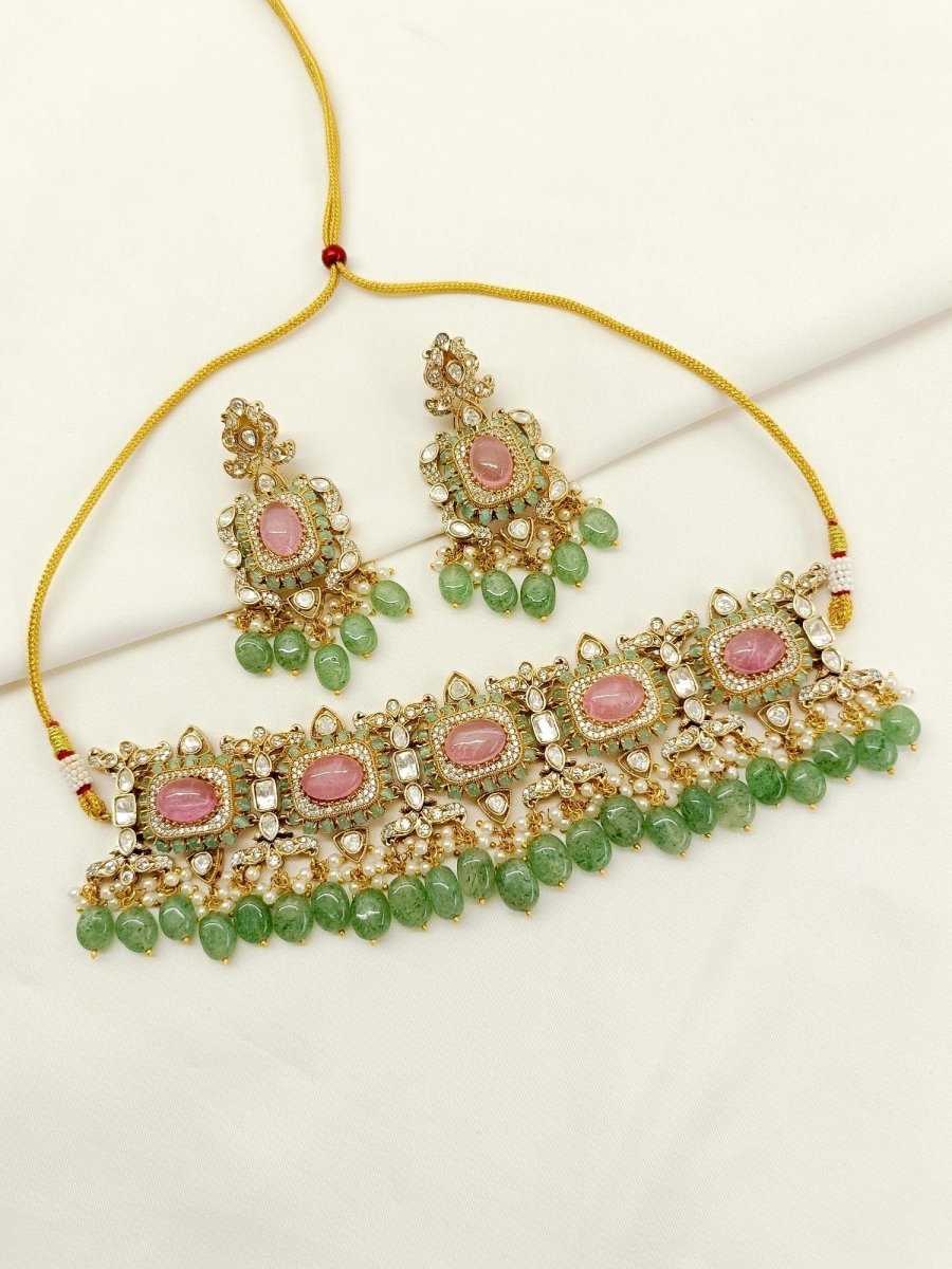 Jamuna P&G Kundan Choker Set - House of Sarvati LLC