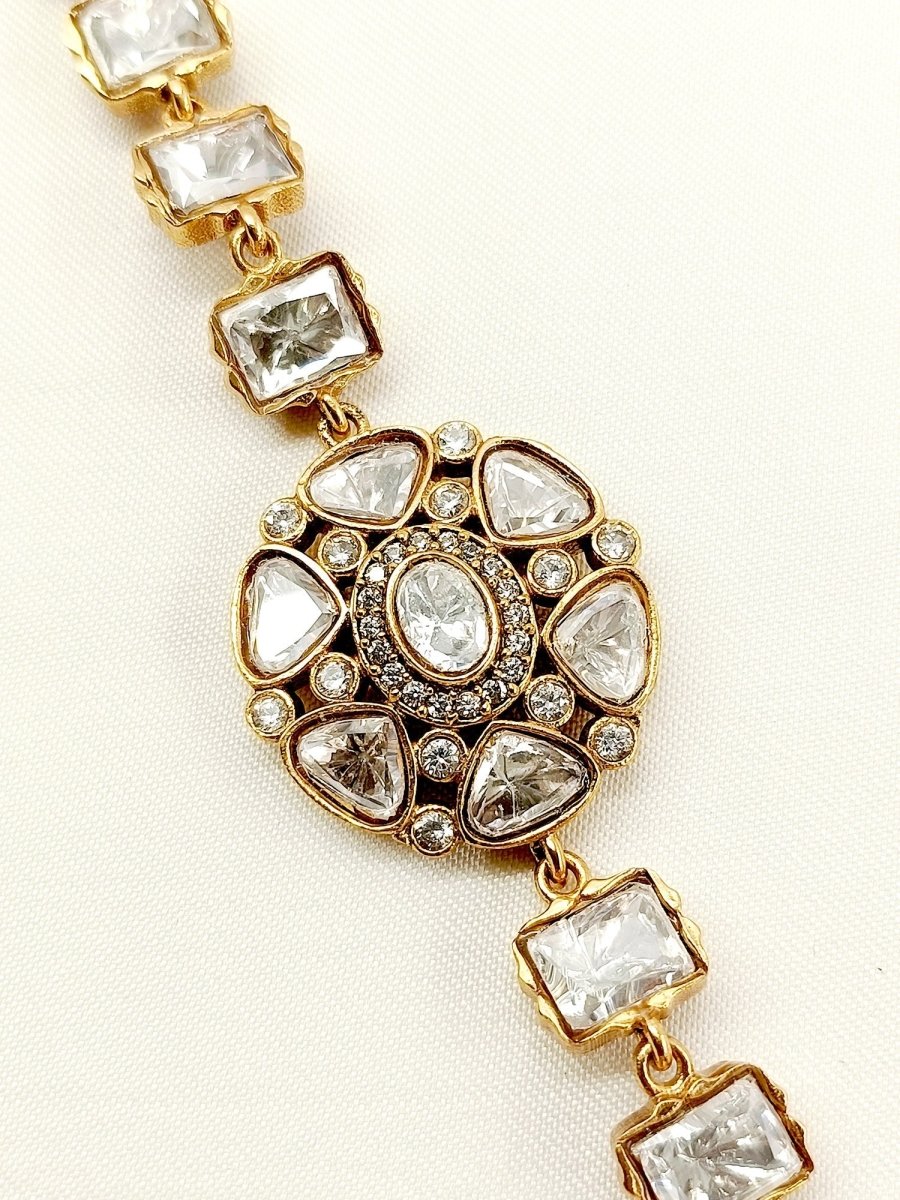 Jannat White Kundan Bracelet - House of Sarvati LLC