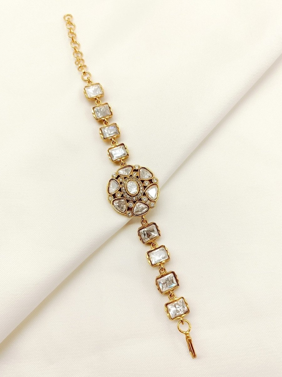 Jannat White Kundan Bracelet - House of Sarvati LLC