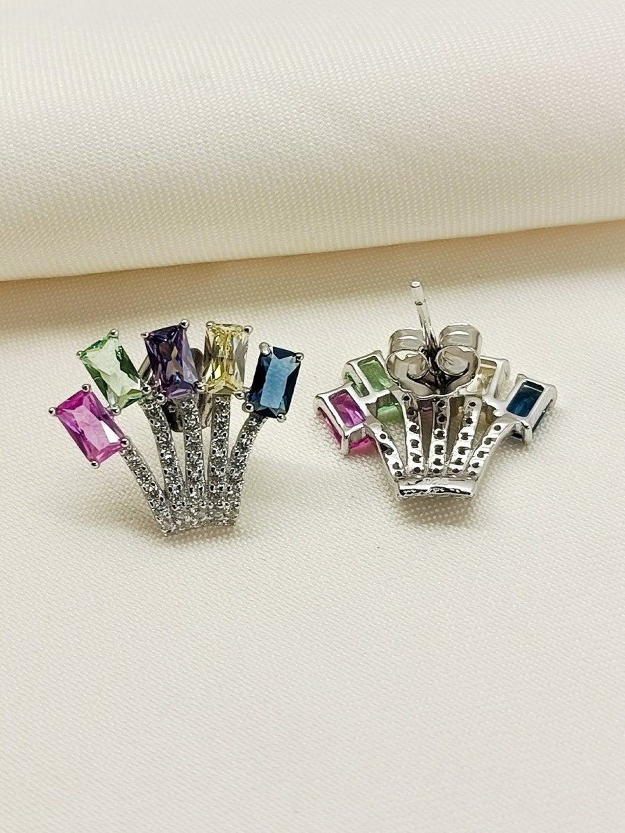 Jaytri Multi Colour 92.5 Silver Swarovski Stone Tops - House of Sarvati LLC