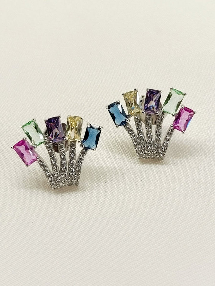 Jaytri Multi Colour 92.5 Silver Swarovski Stone Tops - House of Sarvati LLC