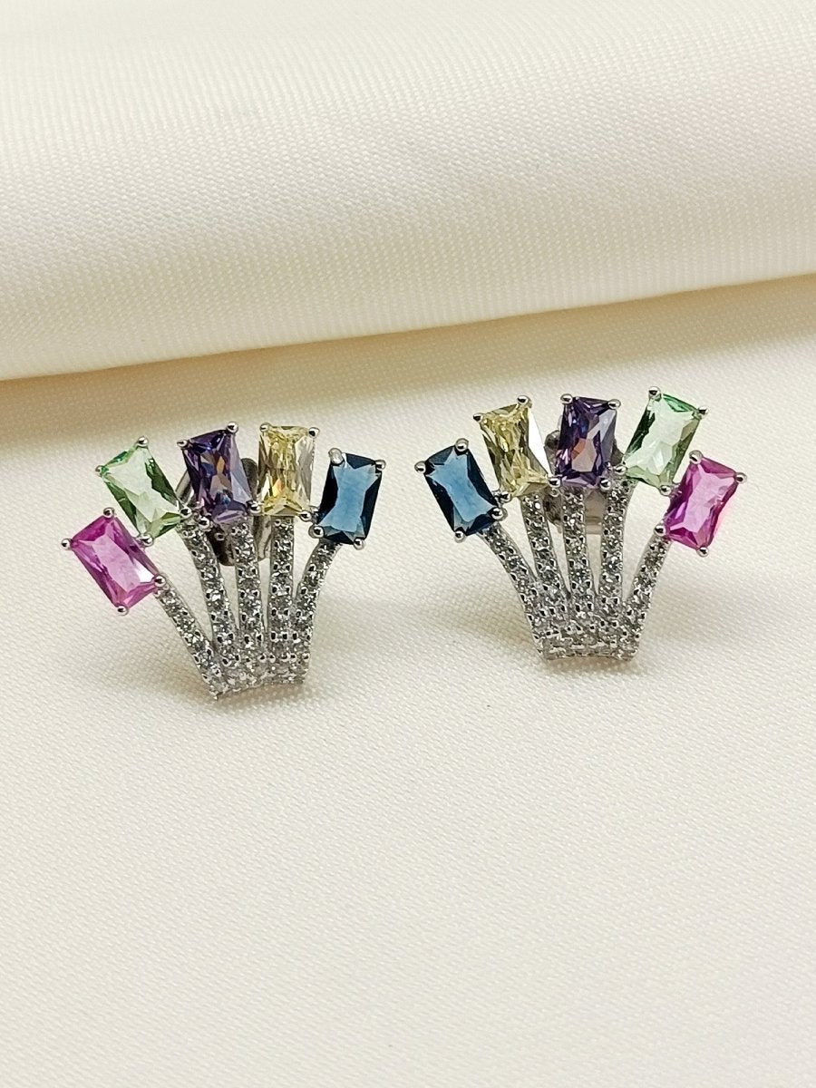 Jaytri Multi Colour 92.5 Silver Swarovski Stone Tops - House of Sarvati LLC