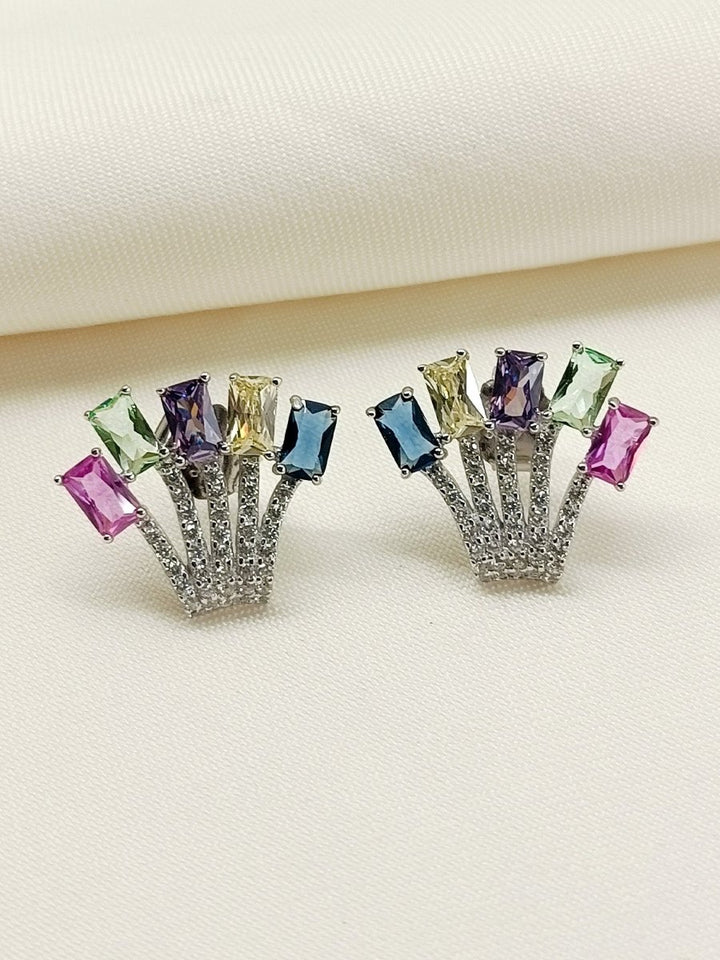 Jaytri Multi Colour 92.5 Silver Swarovski Stone Tops - House of Sarvati LLC