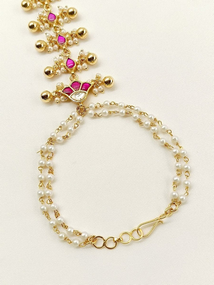 Jiyana Ruby Kundan Hathphool Set Of 2 - House of Sarvati LLC