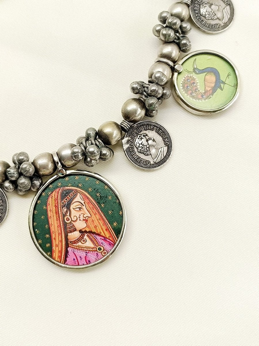 Josie Multi Colour Oxidized Neckpiece - House of Sarvati LLC