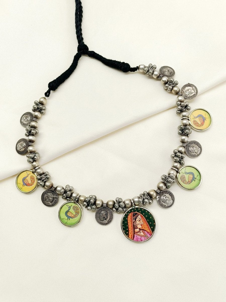 Josie Multi Colour Oxidized Neckpiece - House of Sarvati LLC