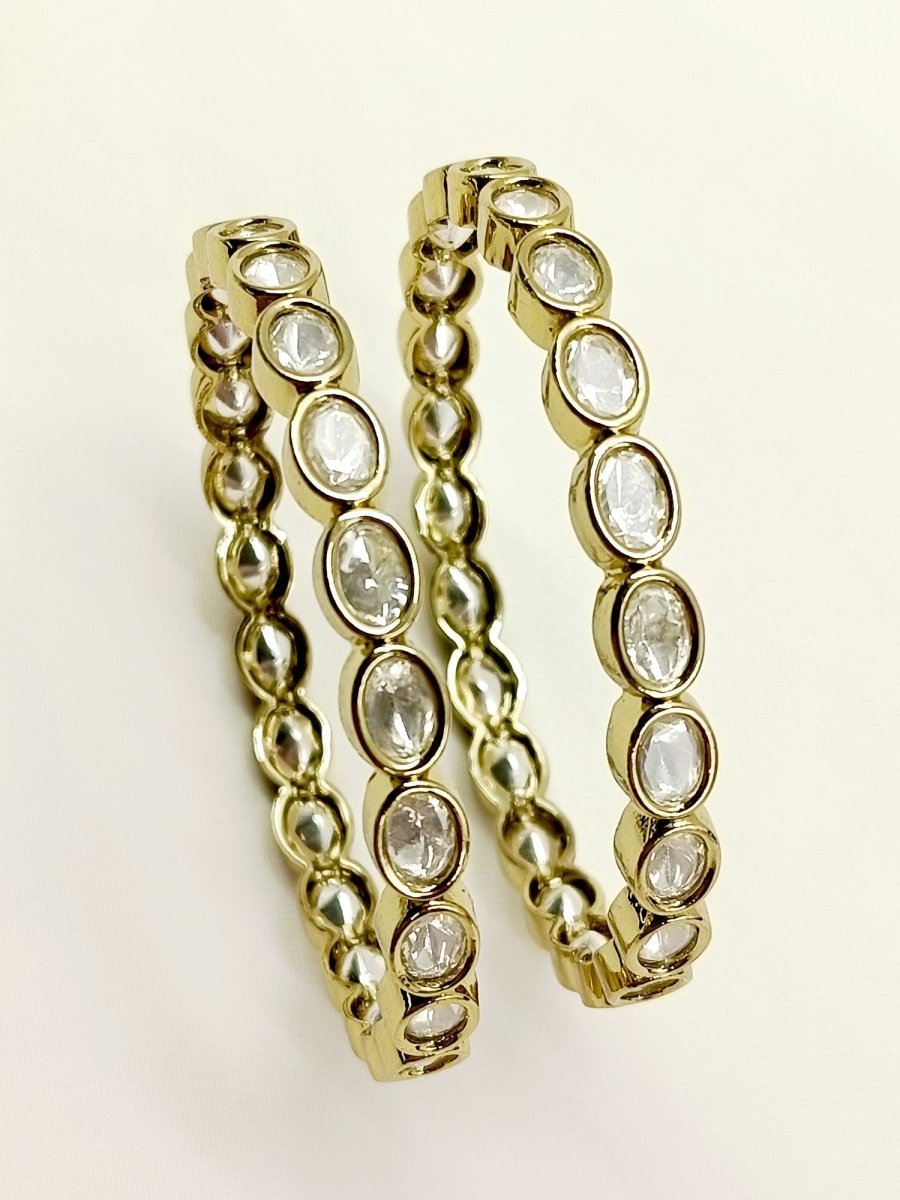 Judith White Kundan Bangle Set Of 2 - House of Sarvati LLC