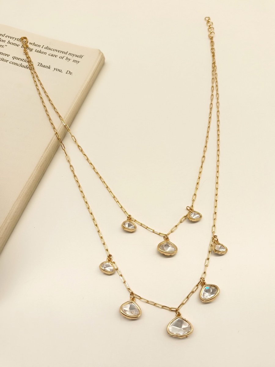 Kaikeyi Double Layerd Kundan Pendant Set - House of Sarvati LLC