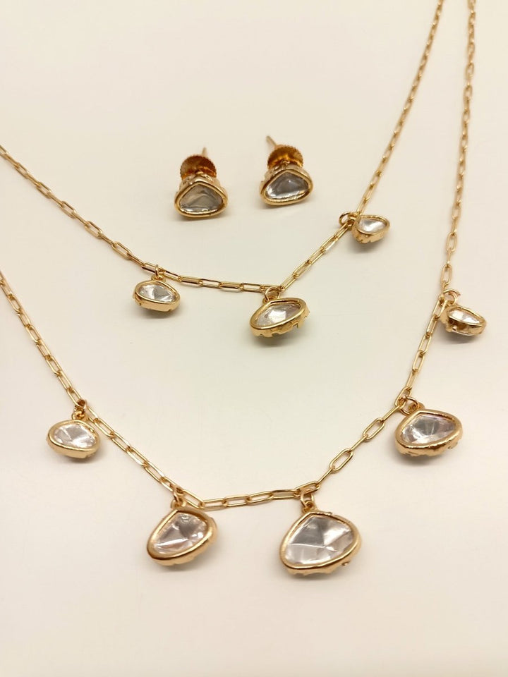 Kaikeyi Double Layerd Kundan Pendant Set - House of Sarvati LLC