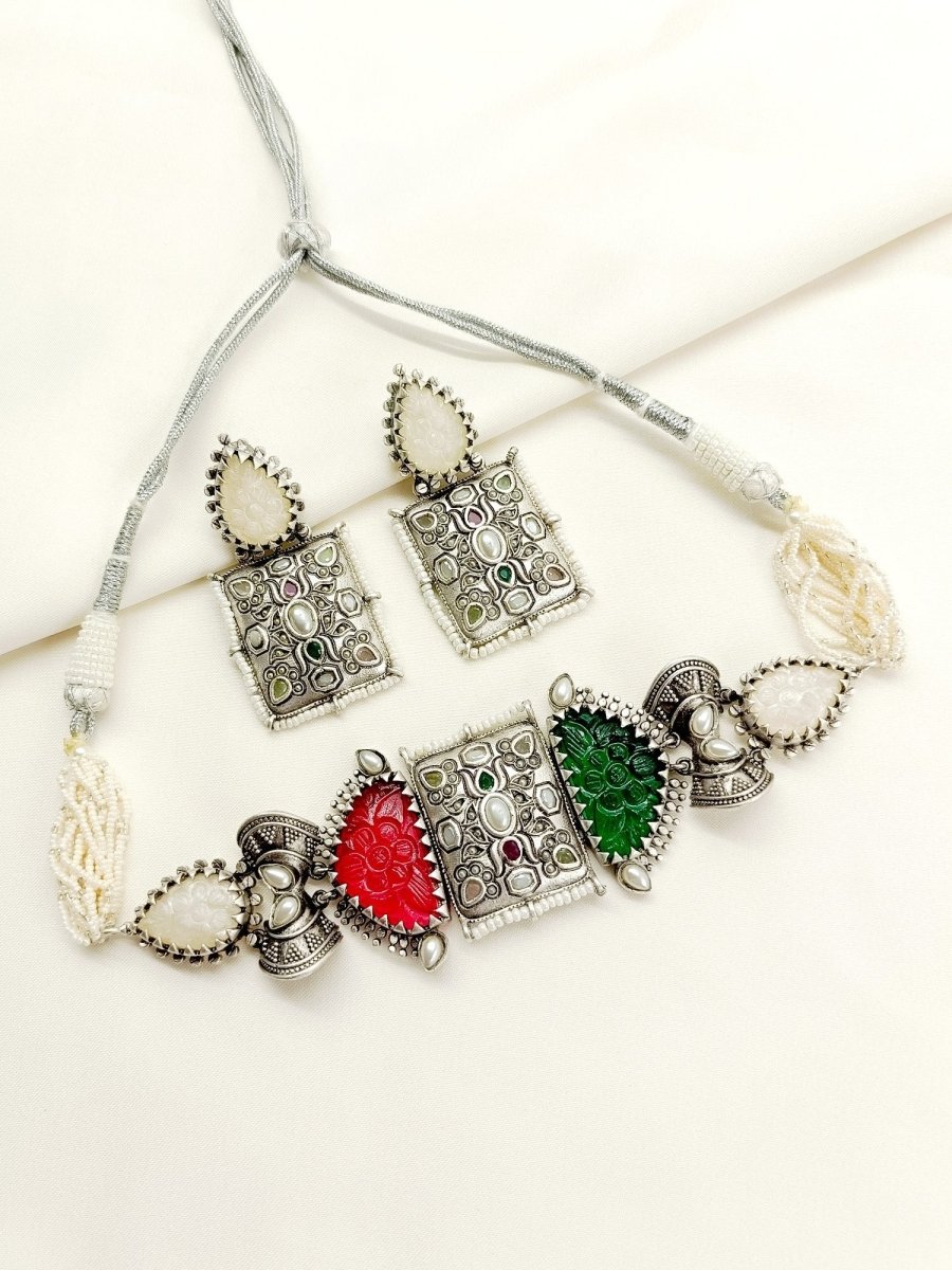 Kaina R & G Oxidized Choker Set - House of Sarvati LLC