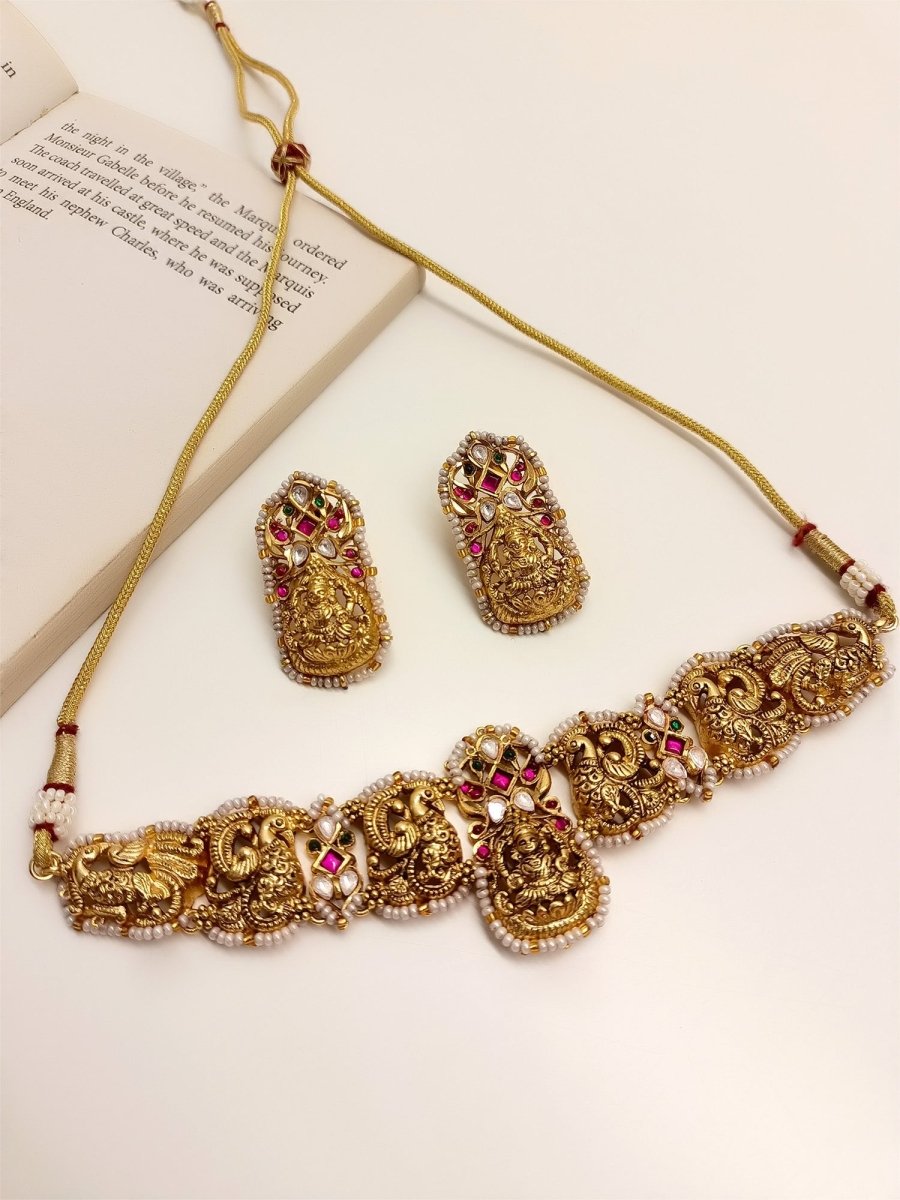 Kashifa M & G Antique Temple Choker Set - House of Sarvati LLC