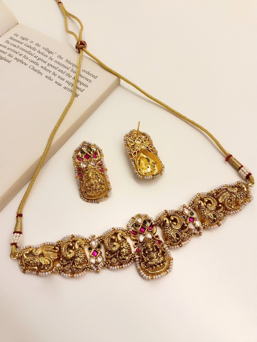 Kashifa M & G Antique Temple Choker Set - House of Sarvati LLC