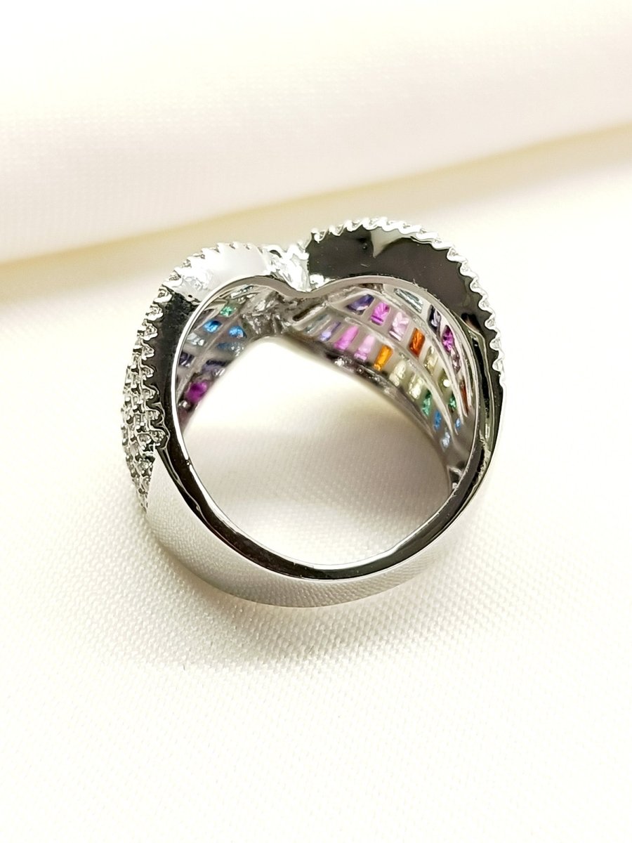 Kavya Multi Colour American Diamond Finger Ring - House of Sarvati LLC