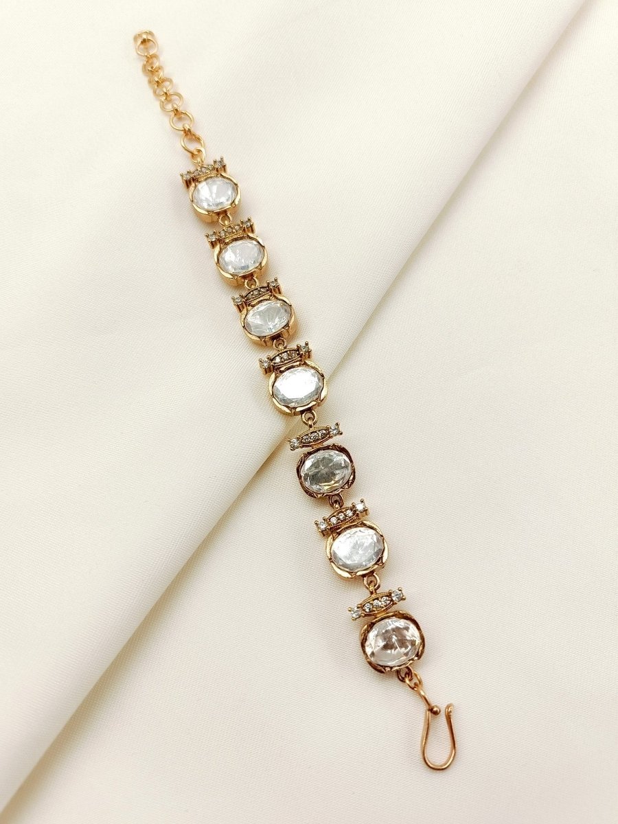 Kaya White Kundan Bracelet - House of Sarvati LLC