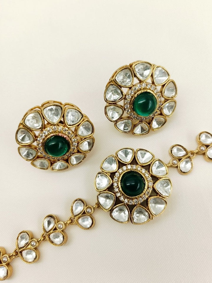 Kayamat Green Kundan Choker Set - House of Sarvati LLC