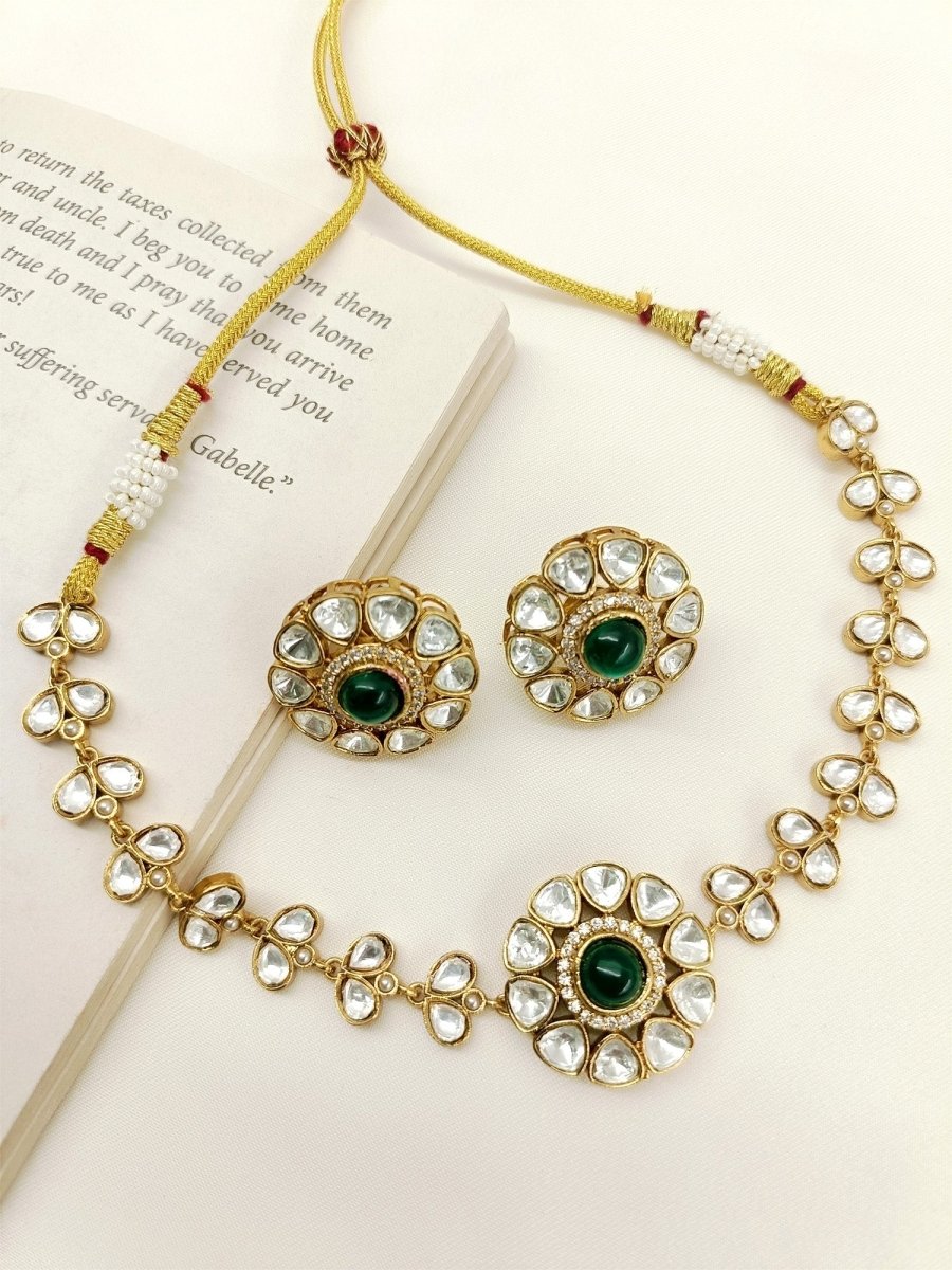 Kayamat Green Kundan Choker Set - House of Sarvati LLC