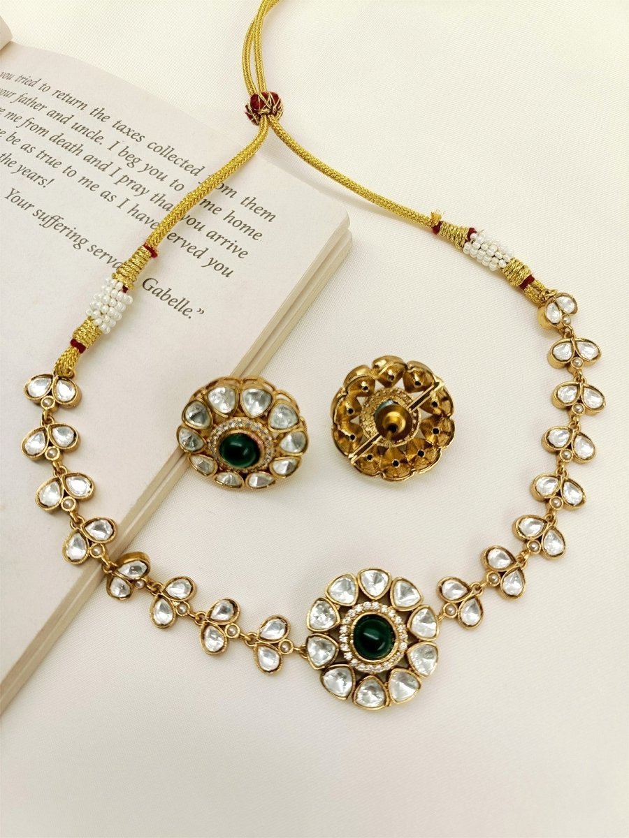 Kayamat Green Kundan Choker Set - House of Sarvati LLC