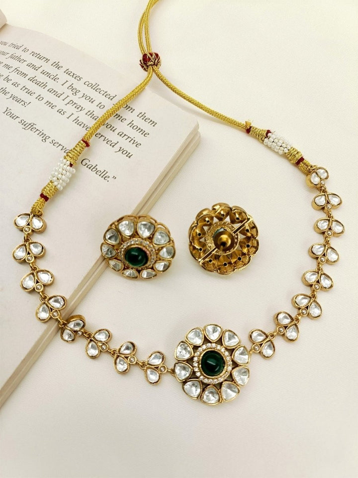 Kayamat Green Kundan Choker Set - House of Sarvati LLC