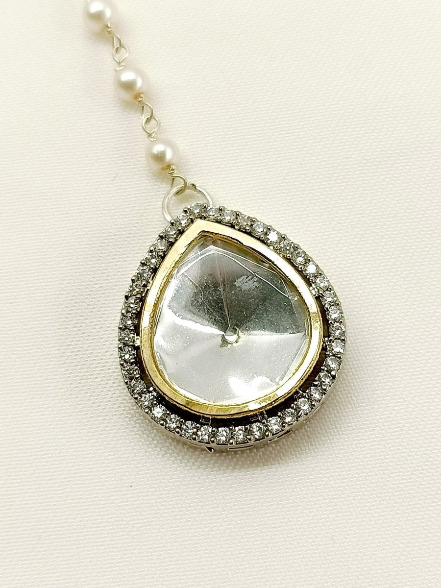 Keesha White Kundan Maangteeka - House of Sarvati LLC