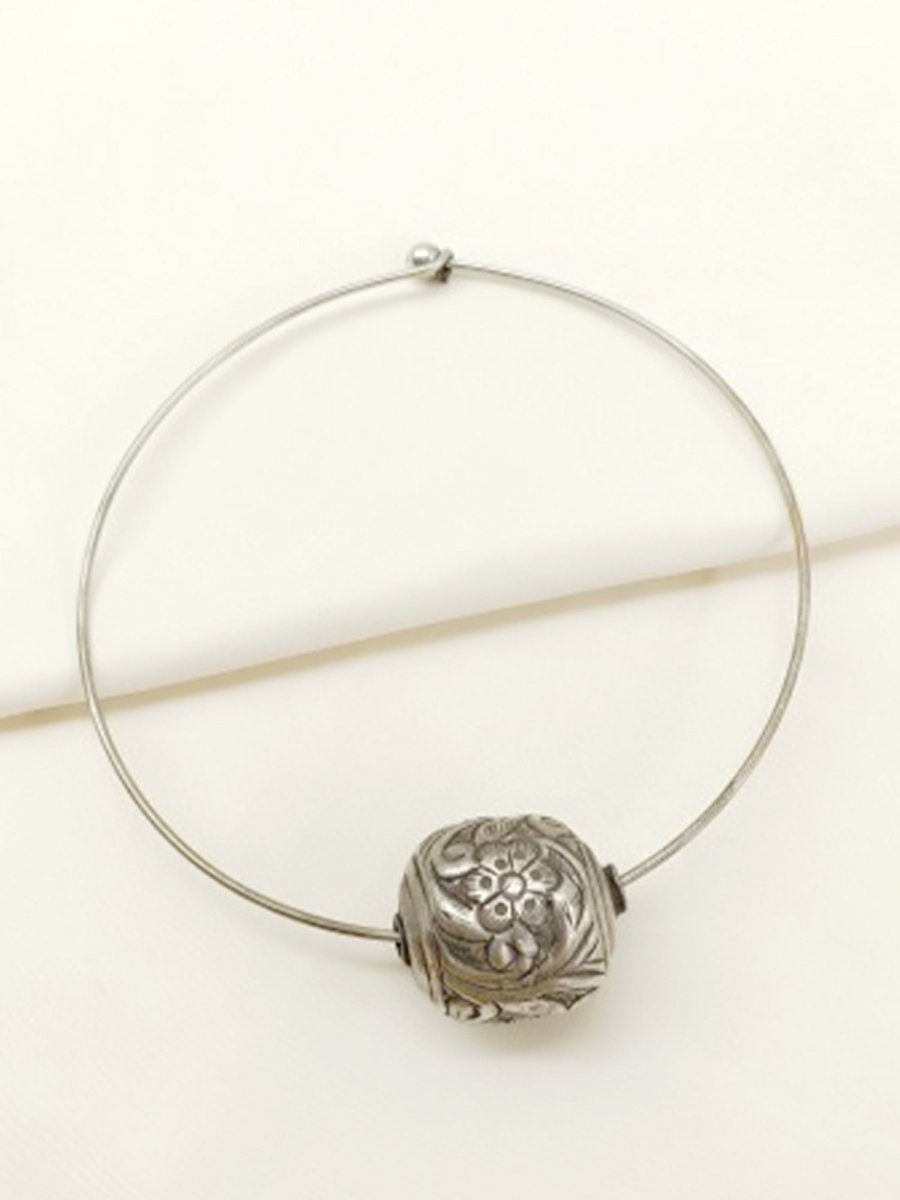 Kia German Silver Oxidized Hasli Style Neckpiece - House of Sarvati LLC