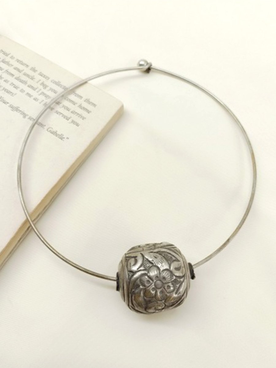 Kia German Silver Oxidized Hasli Style Neckpiece - House of Sarvati LLC