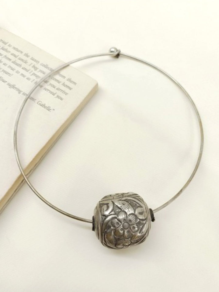 Kia German Silver Oxidized Hasli Style Neckpiece - House of Sarvati LLC