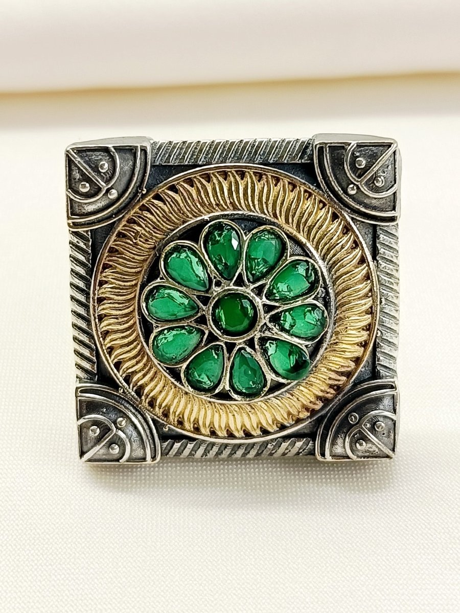 Kim Green Oxidized Finger Ring - House of Sarvati LLC