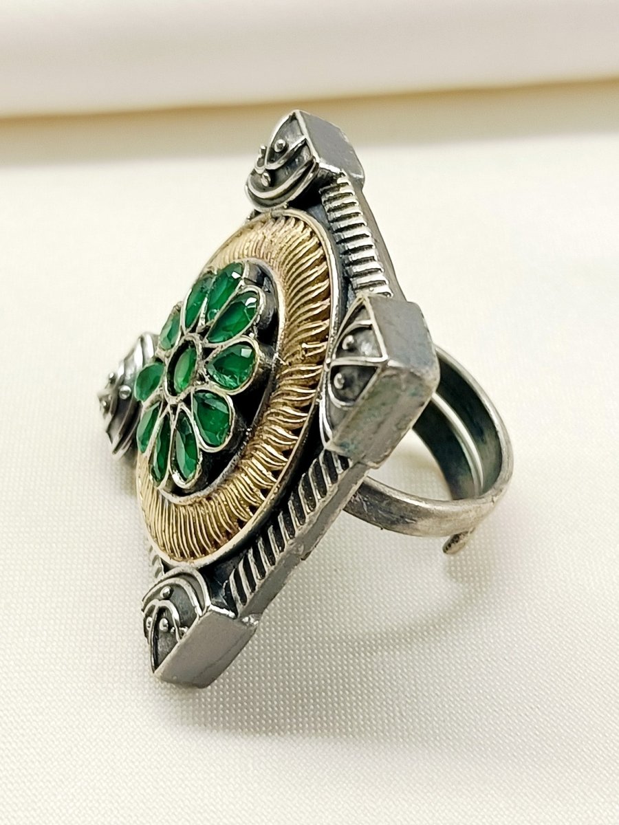 Kim Green Oxidized Finger Ring - House of Sarvati LLC