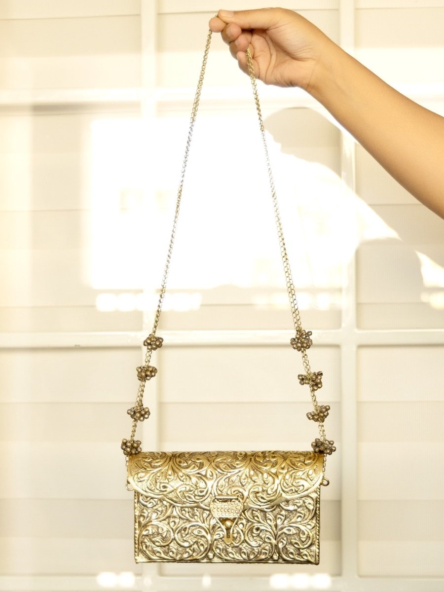 Kohinoor Golden Evening Clutch - House of Sarvati LLC