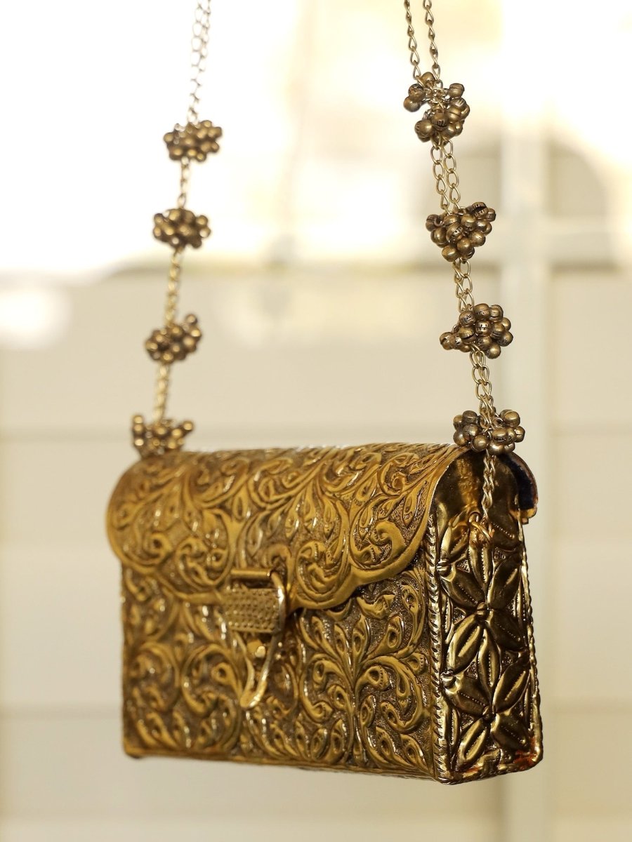Kohinoor Golden Evening Clutch - House of Sarvati LLC