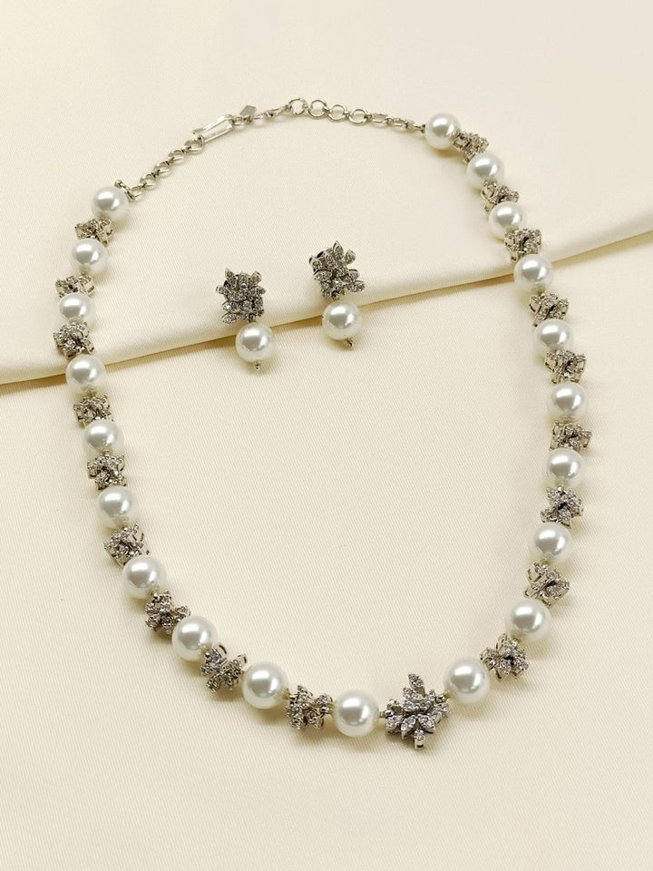 Kumolika 92.5 Silver Swarovski Stone Necklace Set - House of Sarvati LLC